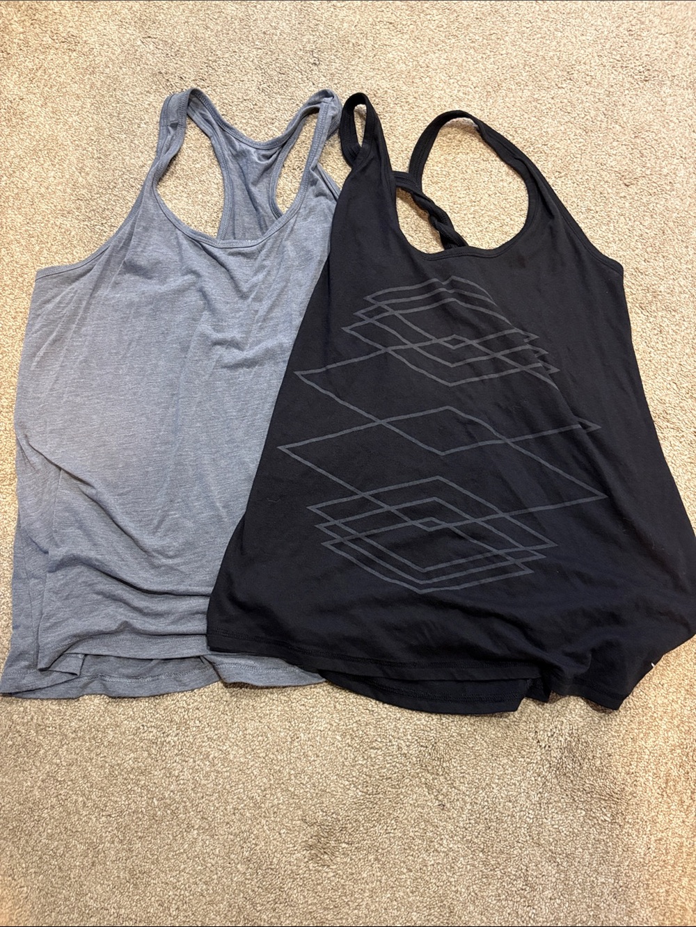Set of 2 -Old Navy Racerback Tank Tops - Black and Heather Gray